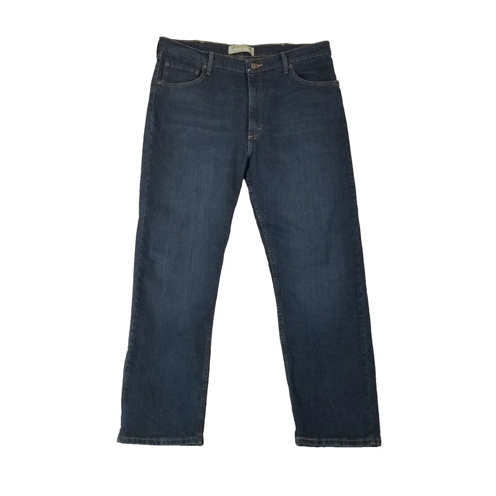 Wrangler jeans men's 38x30 regular fit flex denim pants dark wash